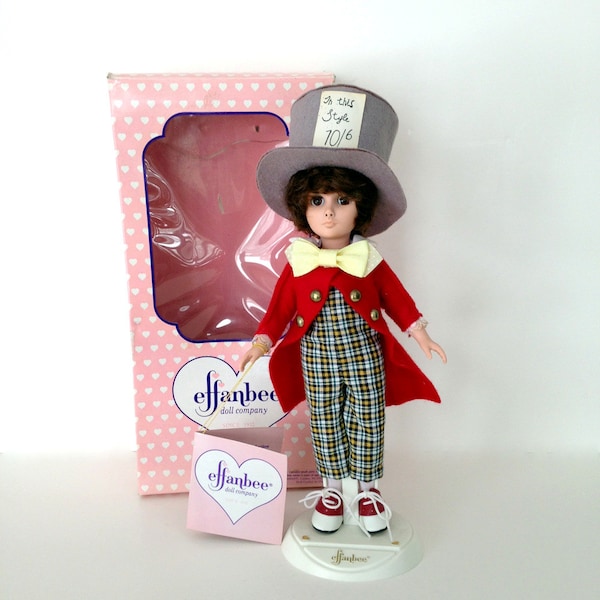 Vintage Doll, Effanbee Mad Hatter SV119, Story Book Collection, Collectible Doll from Alice In Wonderland Story, Original Box and Hang Tag