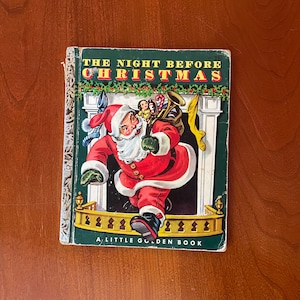 Vintage Little Golden Books The Night Before Christmas 1949 Santa Claus Green Cover