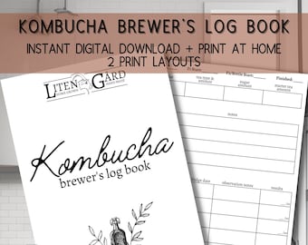 Libro de registro del cervecero de Kombucha, Notas de observación de la primera fermentación, Cuaderno de notas de la segunda fermentación y saborizante de Kombucha, Fermentación casera
