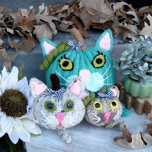 Patrón de calabazas de ganchillo de otoño con forma de gatito en 3 tamaños, calabazas de ganchillo de gato, calabazas decorativas de ganchillo, calabazas de ganchillo de Halloween