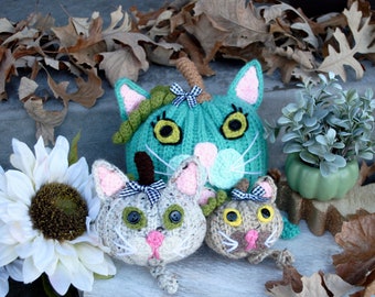 Autumn Kitten Crochet Pumpkins in 3 Sizes Pattern, Cat Crochet Pumpkins, Decorative Crochet Pumpkins, Halloween Crochet Pumpkins
