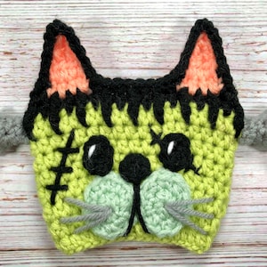 Trick or Treat Kitten Gang Crochet Coffee Cup Cozy Pattern, Halloween Cup Cozy, Witch Cup Cozy, Frankenstein Cup Cozy, Candy Corn Cup Cozy image 2