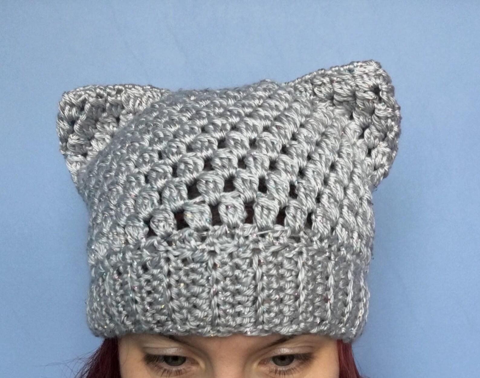Puff Stitch Crochet Kitten Hat Pattern With Messy Bun Beanie Etsy