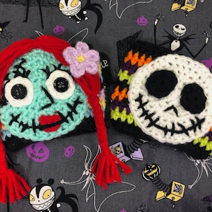 Halloween Coffee Cup Crochet Cozy Pattern, Nightmare Skeleton Boy and Girl Crochet Coffee Tumbler Glassware Cozy, Fall Coffee Mug Sleeve