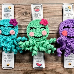 Octopus Freezie Pop Cozy Crochet Pattern, Octopus Freeze Pop Sleeve, Ice Pop Cover, Sea Life Squeeze Yogurt Holder, Keep Little Hands Warm