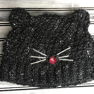 Patrón de gorro de gatito tejido a crochet con punto de globo y opción de gorro con moño desordenado / SOLO PATRÓN / Gorro de gato / Gorro de gato tejido a crochet DIY / Gorro de gatito