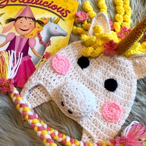 Crochet Pattern Only - Storybook Unicorn Crochet Hat - Goldie the Unicorn Crochet hat - Crochet hats for girls - Pony crochet beanie