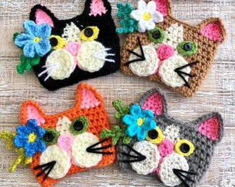 Tuxedo Kitten Crochet Coffee Cup Cozy / Crochet Coffee Tumbler Cozy / Crochet Cup Sleeve