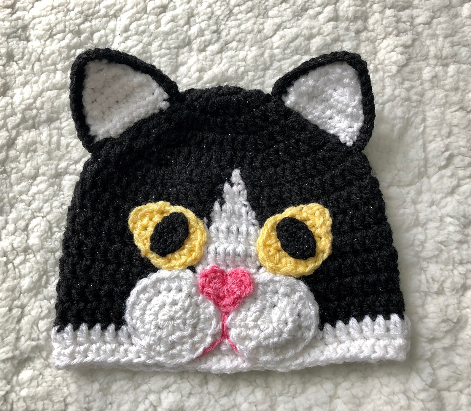 Crochet Pattern Only Tuxedo Kitten Crochet Hat for Infants Etsy