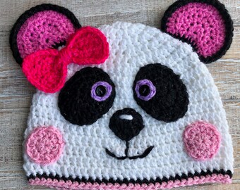Panda Bear Crochet Hat Pattern, Panda Girl Infant, Child, Adult Crochet Panda Crochet Beanie, Bear Crochet Hat Pattern, Animal Crochet Hat