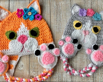 Solo patrón de ganchillo: Gorro de ganchillo para gatitos de esmoquin para bebés, niños pequeños, niños y adultos/Sombrero de gato de ganchillo/Sombrero de gatito de ganchillo