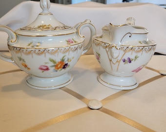 Rosenthal Empire Floral Sugar Bowl And Creamer Set