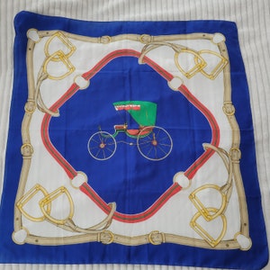 Damart scarf Blue square scarf for women Carriage print scarf