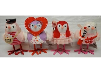 2022 Target Valentine's Fabric Bird Set Of 4 Tabletop Decor - Retired Rare Love Birds Tier Tray or Tabletop Decor Sooo Cute