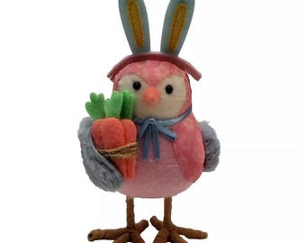 Easter Bunny Bird - Spring Featherly Friends - 2023 Carrot Spring Tabletop or Tiered Tray Decor ADORABLE Retired/Rare