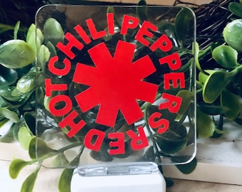 Red Hot Chili Peppers Night Light Home Decor - Perfect for a Rock Music Fan RHCP Red Logo