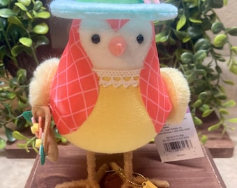 Featherly Friends Easter / Spring Bird w/ Basket named “Primrose” ADORABLE Tabletop Seasonal Decor - approx. 7”
