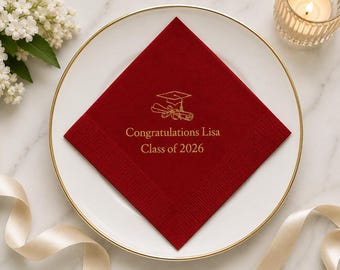 Personalized Graduation Napkins 2026, Custom Class of 2026 Party Napkins, Graduation Party Favors