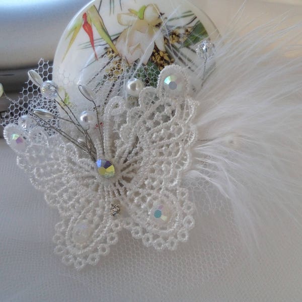 Broche accroche ou remonte traîne ou broche papillon pour robe de mariée