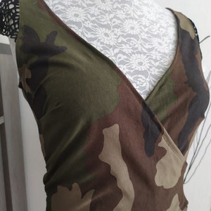 Joli cache cœur en tissu coton camouflage image 1