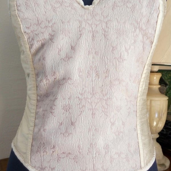 Corset/ bustier en tissu brocart beige / doré