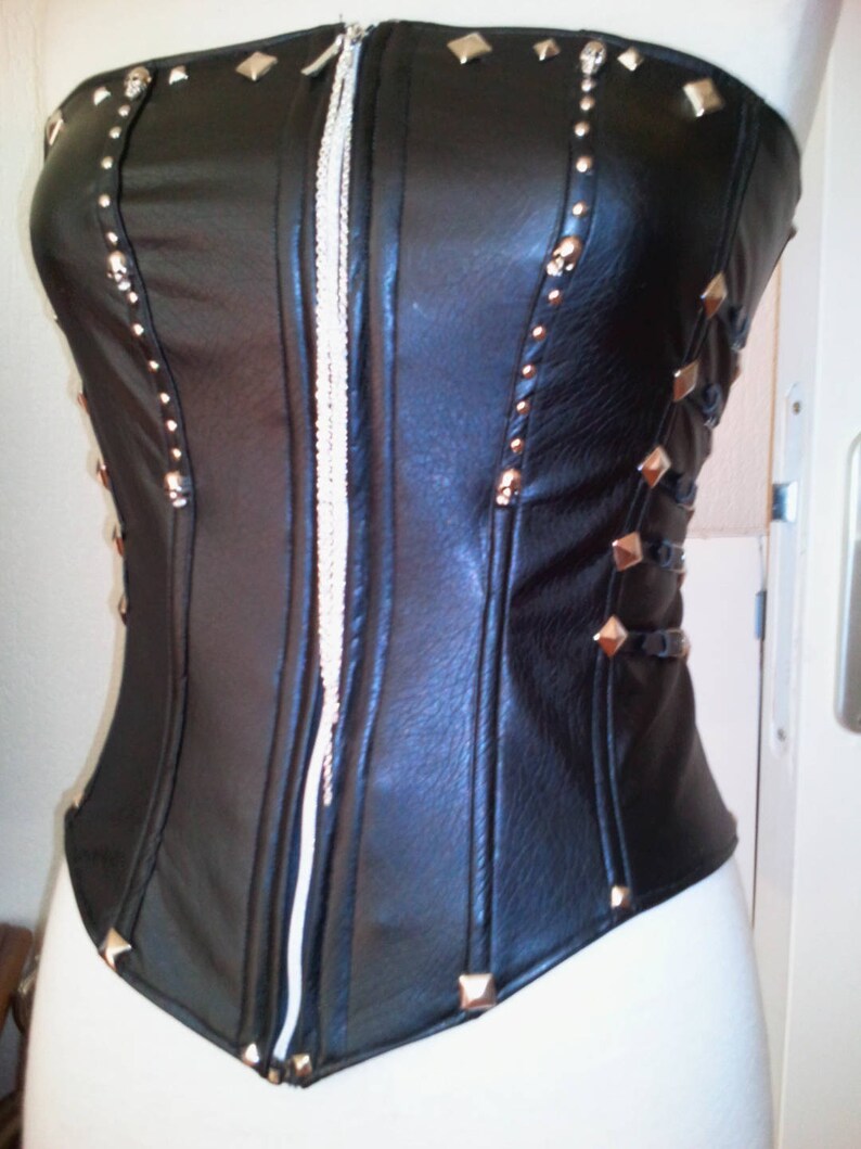 Pretty corset bustier style rock or Goth faux leather black color