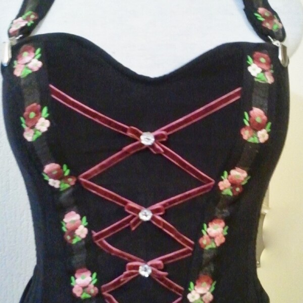 Corset en coton velours milleraies de couleur noir