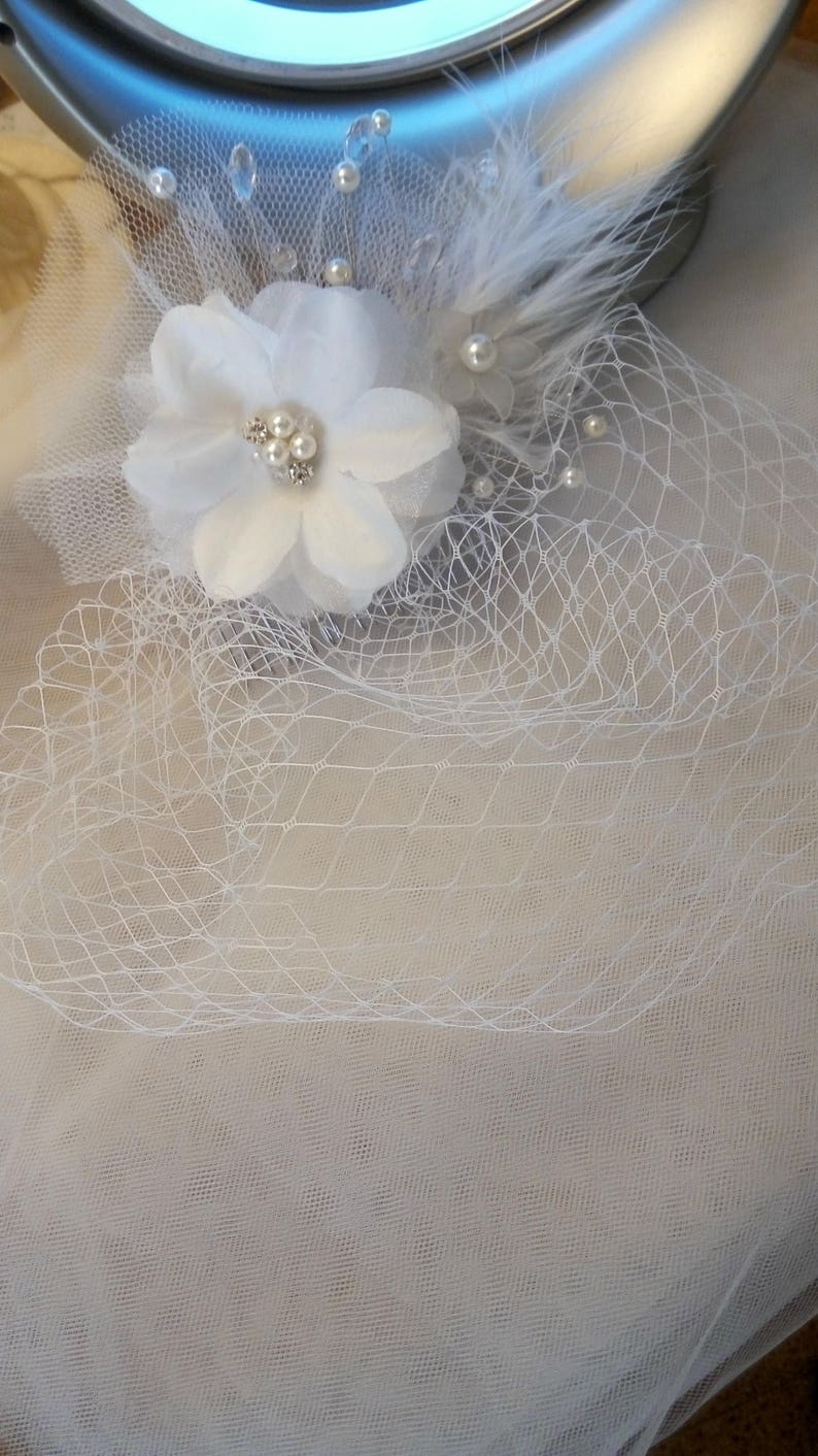 Nice for Bridal Veil headpiece, silver metal comb image 1