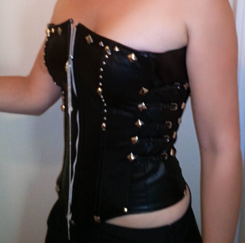 Pretty corset bustier style rock or Goth faux leather black color