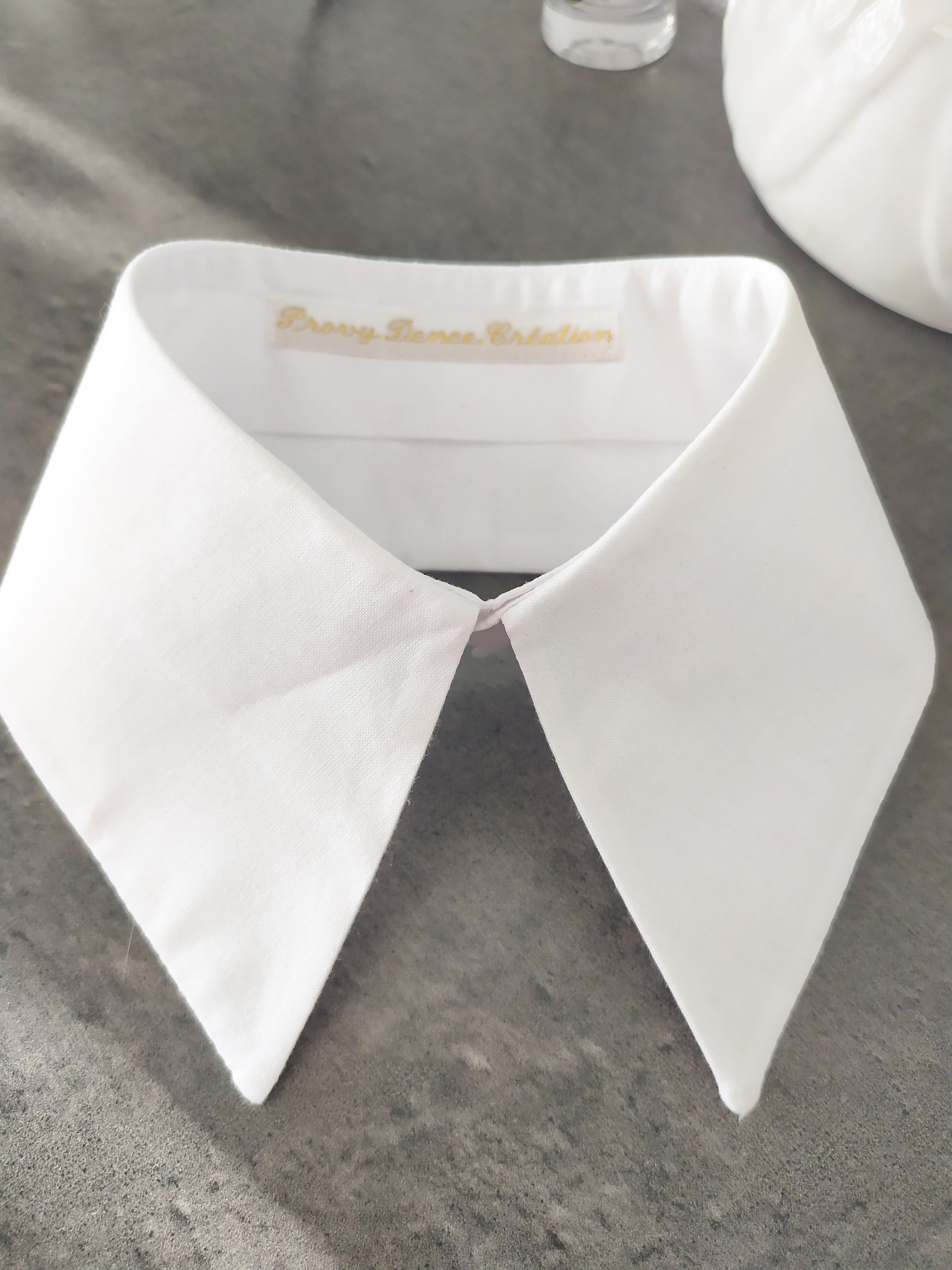 White Cotton Poplin Collar Extender for Shirt Blouse Collared Top