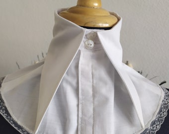 Large false collar, white cotton collar