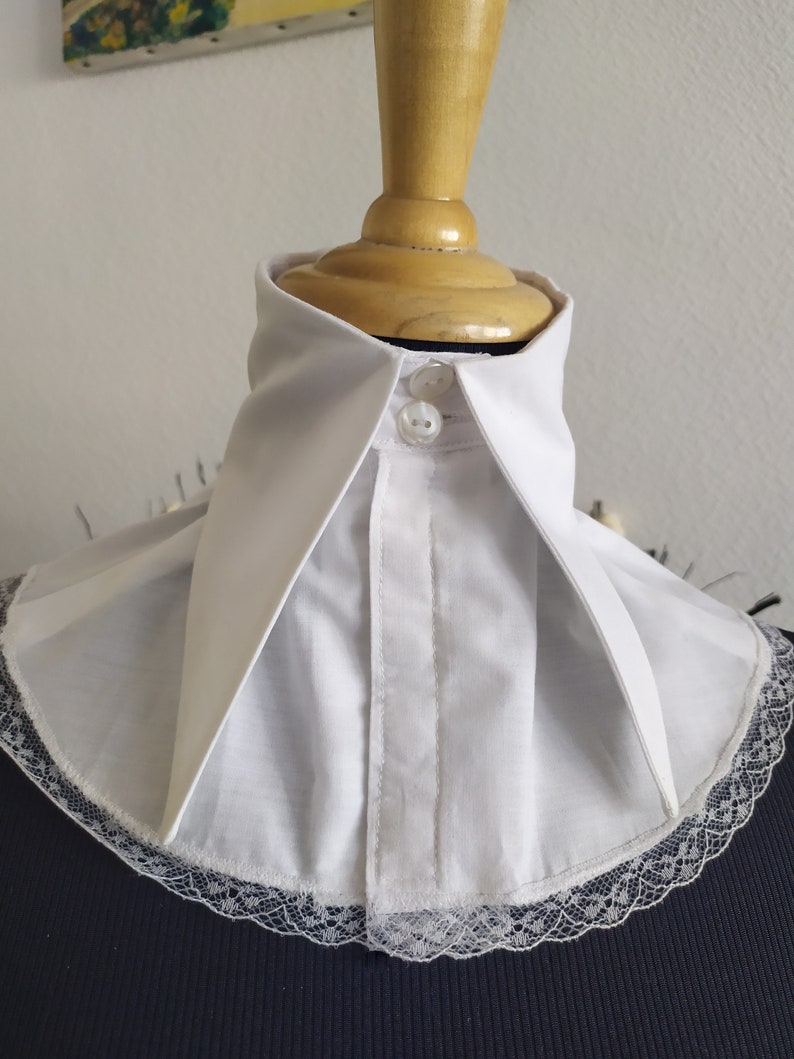 Grand Faux col, collerette en coton de couleur blanc image 1