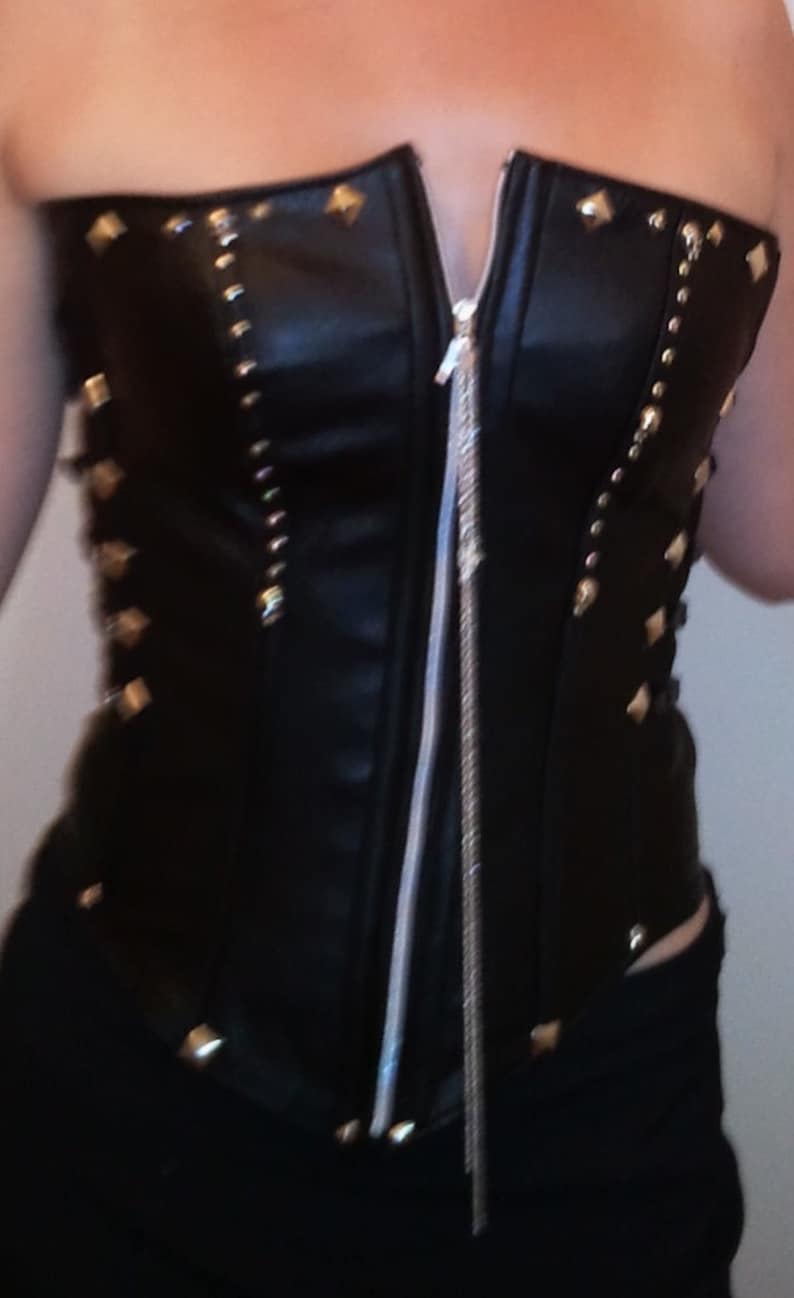 Pretty corset bustier style rock or Goth faux leather black color