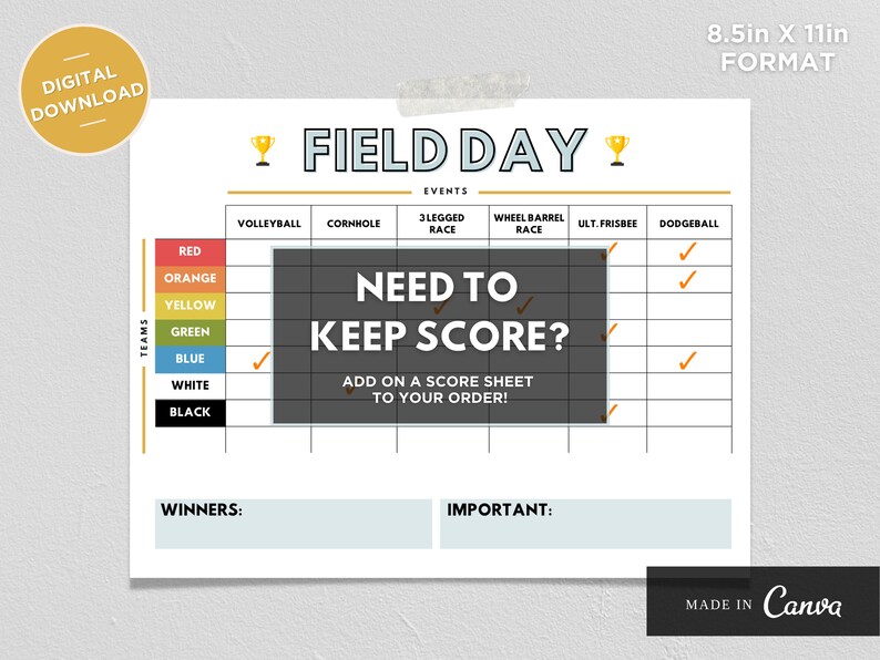 Field Day Invitation Digital Invitation Birthday Canva Template