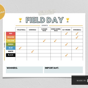 Field Day Score Sheet | Digital Invitation Birthday  | Canva Template | Birthday Invitation | Field Day Birthday Party | Sport Day Score