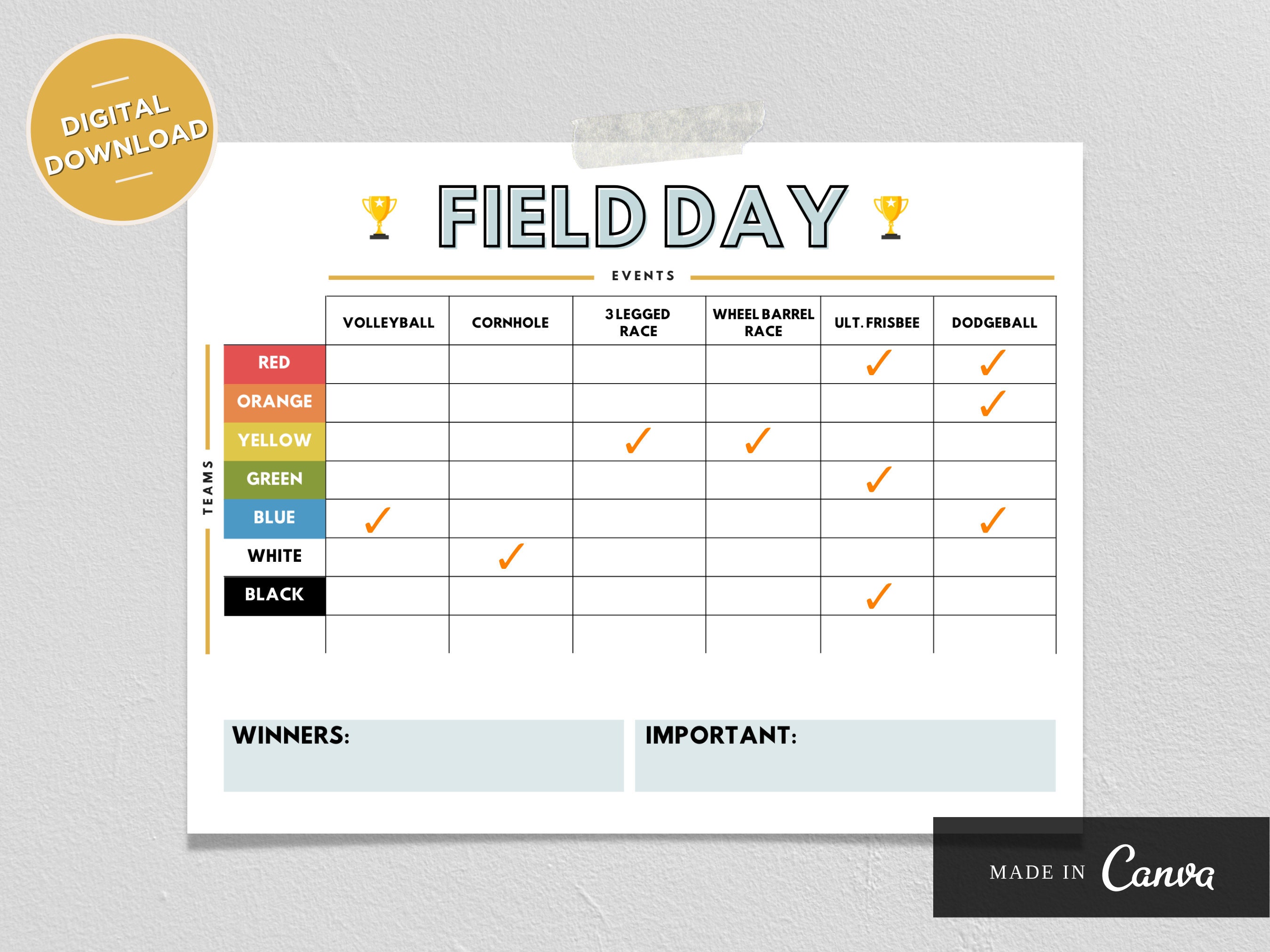 Field Day Score Sheet Digital Invitation Birthday Canva Template Field Day Score Sheet Digital Invitation Birthday Canva Template
