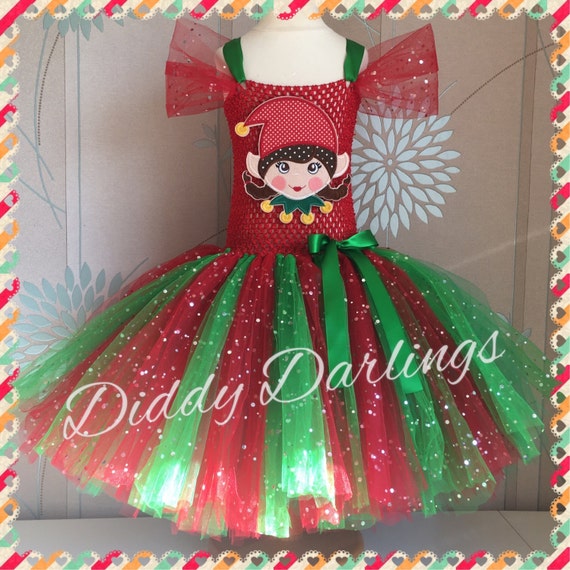 Sparkly Christmas Elf Tutu Dress. Inspired Handmade All Sizes Etsy