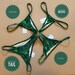Emerald Green Snakeskin Micro Cheeky Whale Tail String Bikini Bottom- Sexy Animal Print Tiny Bikini - Skimpy Exotic Sexy Green Snakeskin 