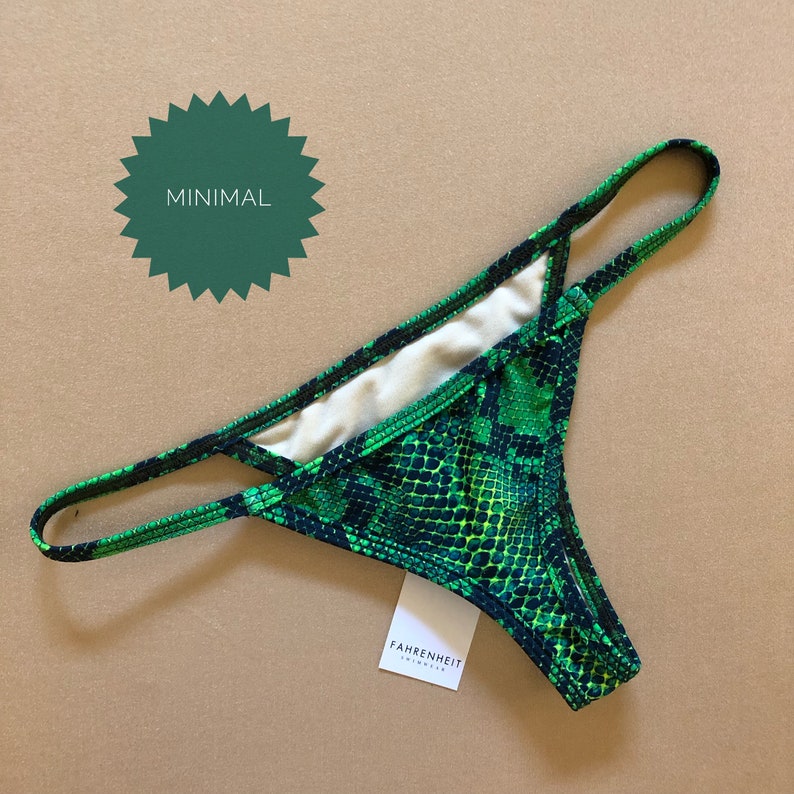 Emerald Green Snakeskin Micro Cheeky Whale Tail String Bikini Etsy