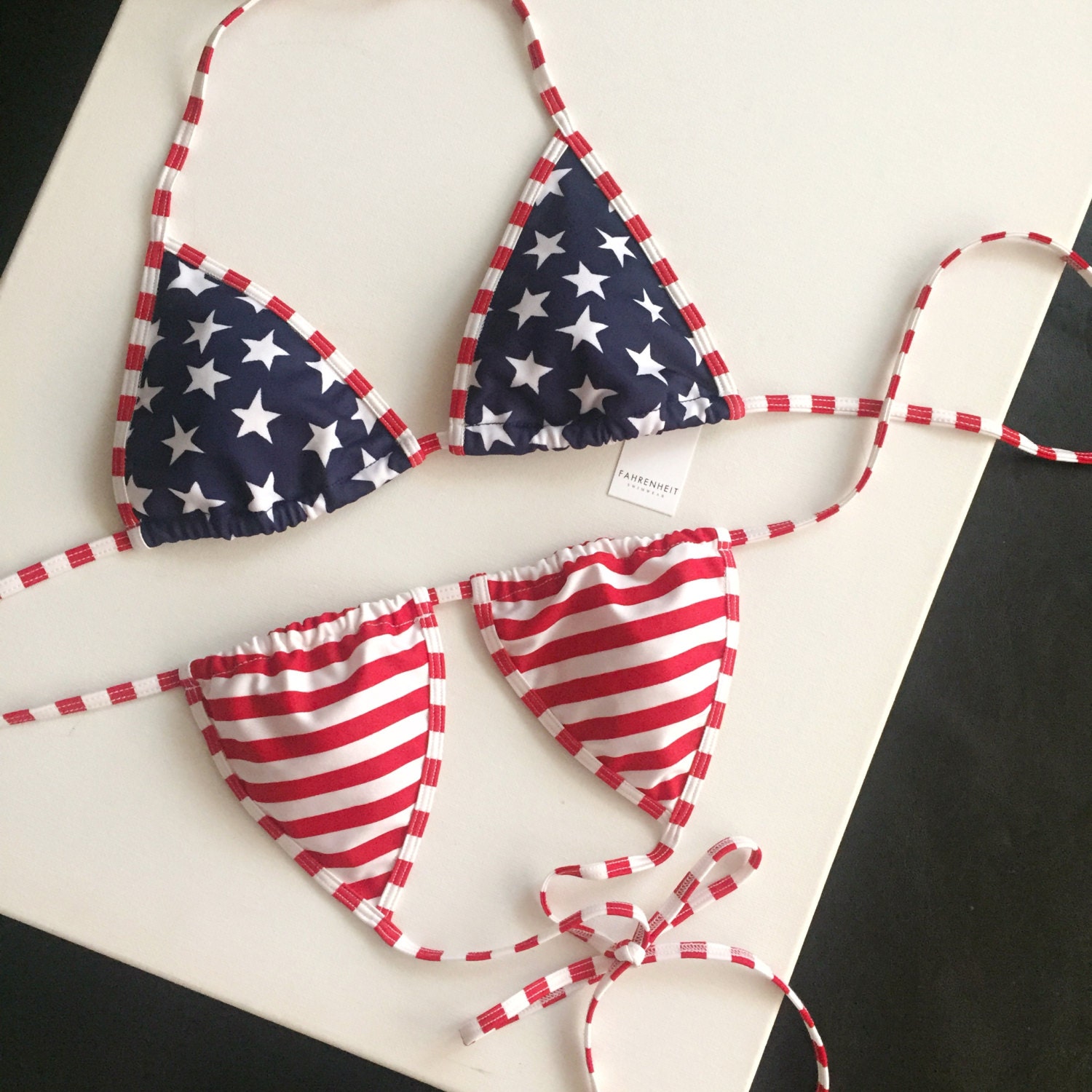 stars and stripes bikini top