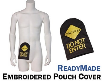 PouchWear ReadyMade Embroidered Ostomy Pouch Cover | Caution