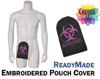 PouchWear ReadyMade Embroidered Ostomy Pouch Cover | Biohazard