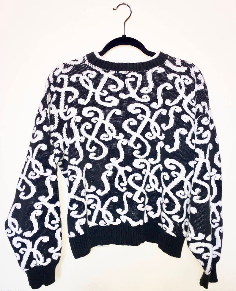 Vintage *Ugly* Sweater 80s Style Streetwear Pullover Winter SweatShirt Warm Knit Cold Weather Sweater Crazy 1980s Rose Pattern