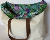Reusable Shopping Bag, Succulent Print, Canvas Shopping Bag, Washable Grocery Bag, Reversible Shopping Bag, Foldable Cloth Grocery Bag, Tote