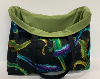 Classic Cars Blue Green Duck Cloth Tote Bag grocery market library