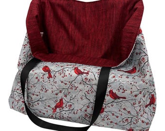 Reversible Christmas Shopping Bag: Washable Cotton Tote, Extra Large