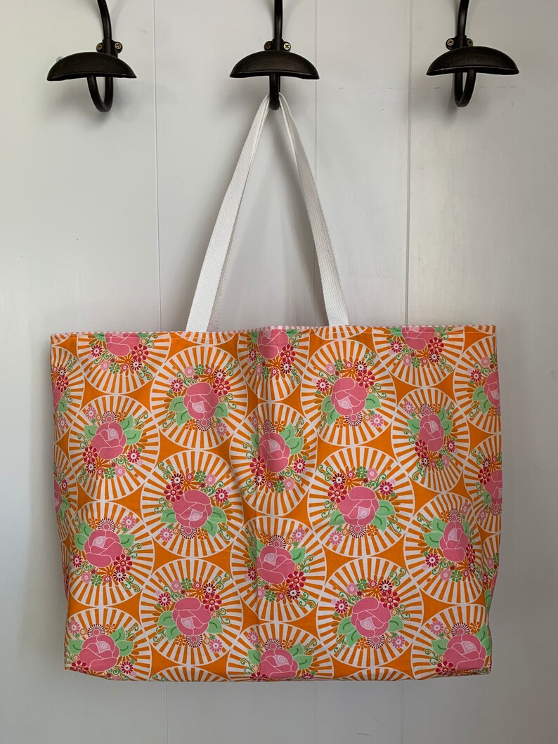 Cotton Shopping Bag Machine Washable Grocery Bag Reversible Etsy