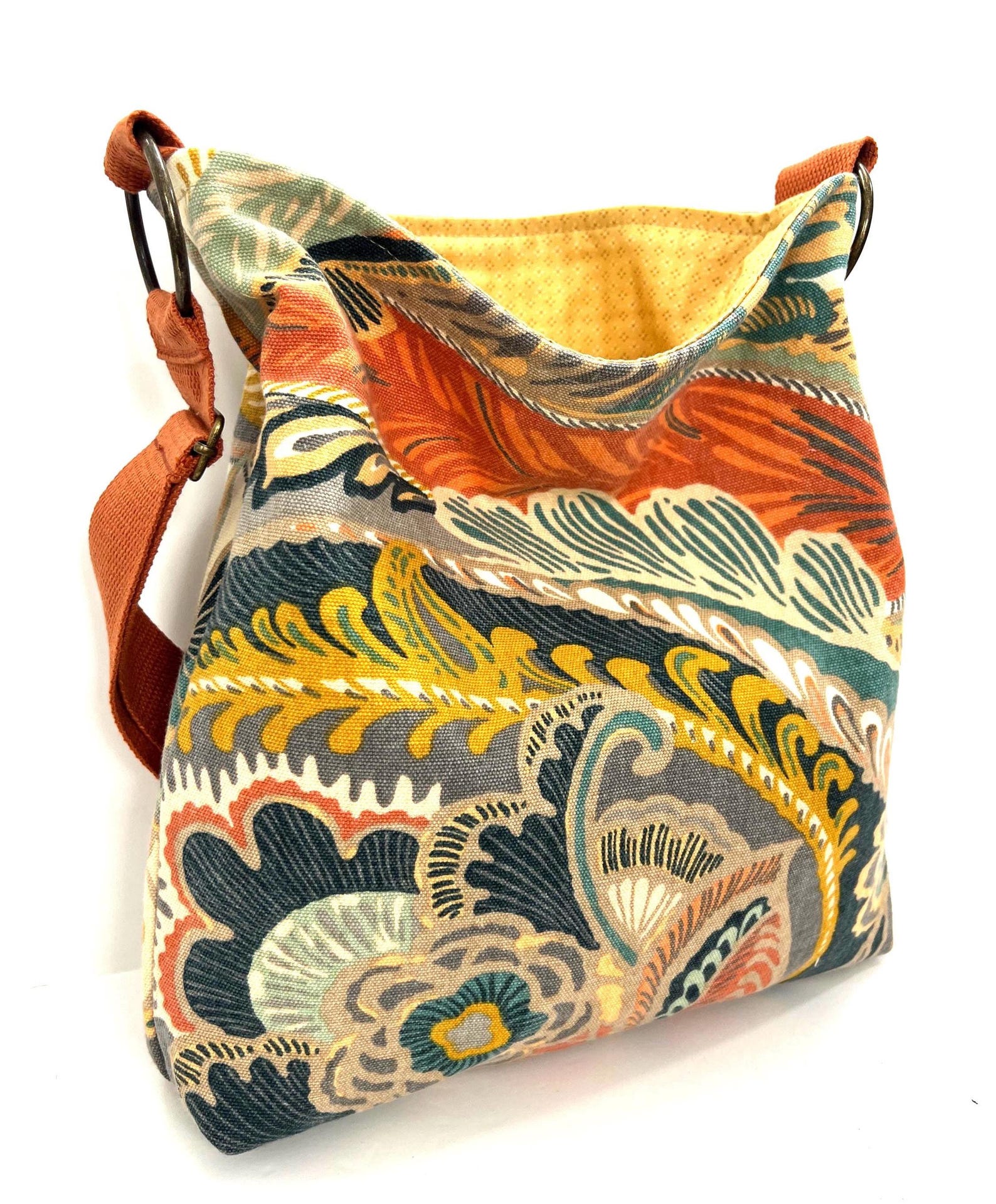 Slouchy Floral Canvas Crossbody Bag