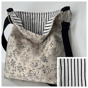 linen crossbody purse with zipper, washable linen purse, over the shoulder bag, foldable purse, cloth crossbody purse, washable linen bag