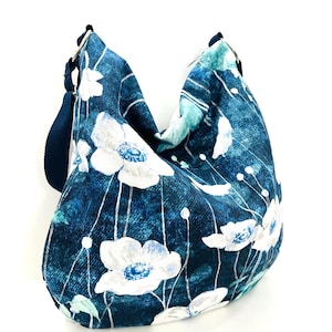 Handmade Canvas Hobo Bag: Slouchy Crossbody with Zipper, Washable